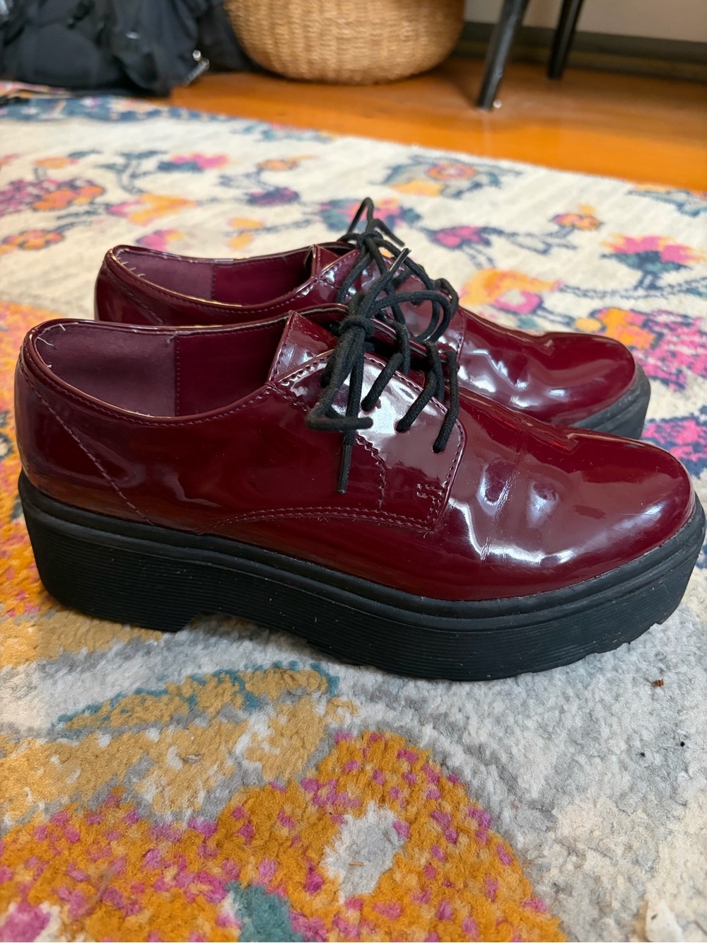 Forever 21 Platform Oxford Shoes in Burgundy